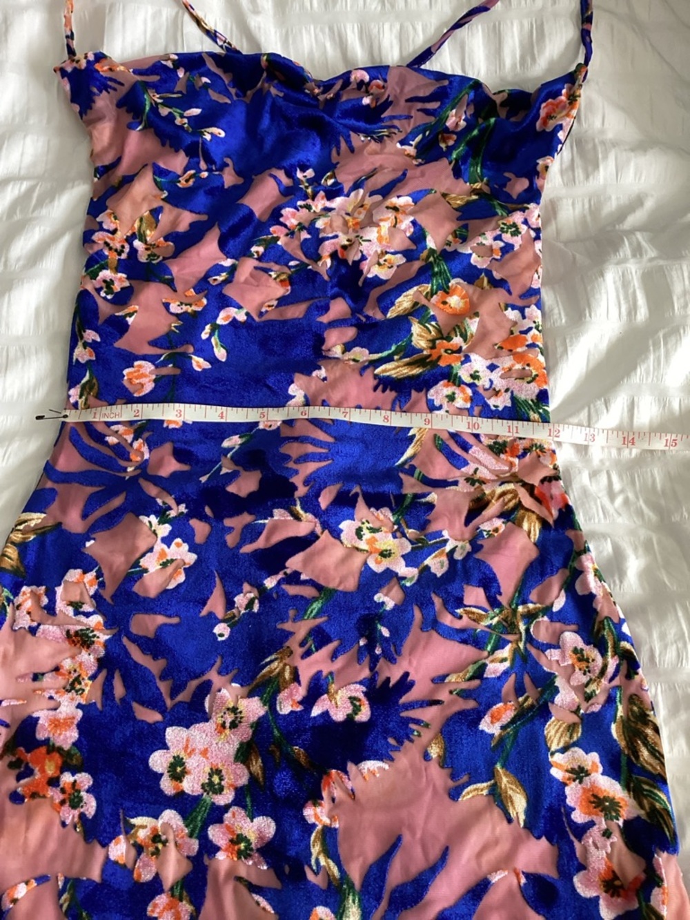 Missguided Blue and Pink Floral Cowl Slip Dress